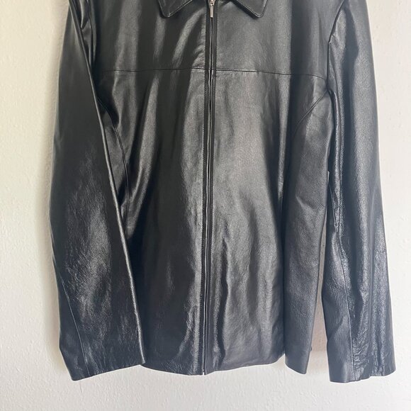 Wilsons Vintage Black Leather Jacket Zip Up Collared Women's Size XL - Picture 3 of 8